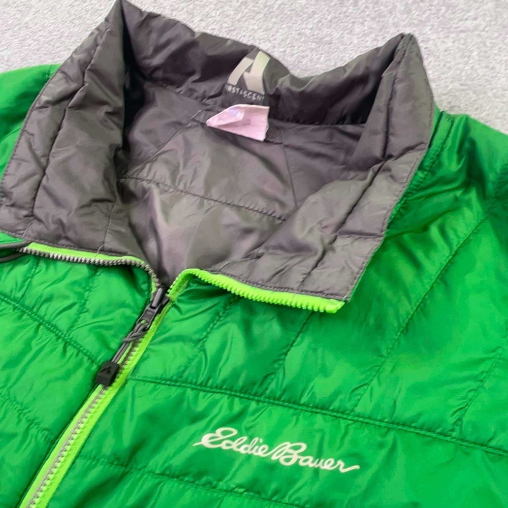 Eddie Bauer First Ascent Reversible Puffer Vest Mens XL Green Black Pertex Quilt